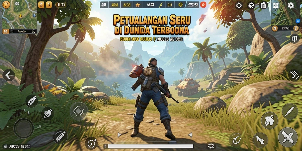 Screenshot menampilkan dunia terbuka yang luas dan penuh petualangan.