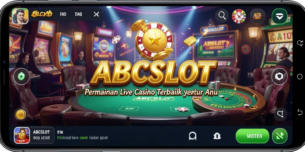Tampilan gameplay ABCSLOT yang menampilkan dealer langsung dalam permainan Live Casino.