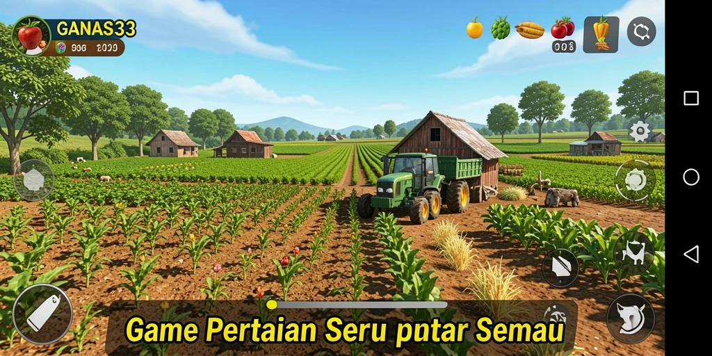 Tampilan gameplay GANAS33 dengan pengalaman bertani yang interaktif.