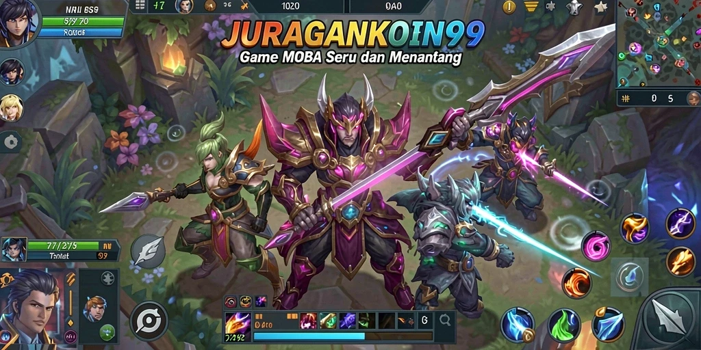 Gameplay seru JURAGANKOIN99 saat beraksi di arena MOBA.