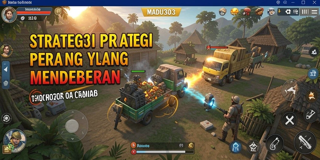 Screenshot utama MADU303 dengan tampilan pertempuran taktis.