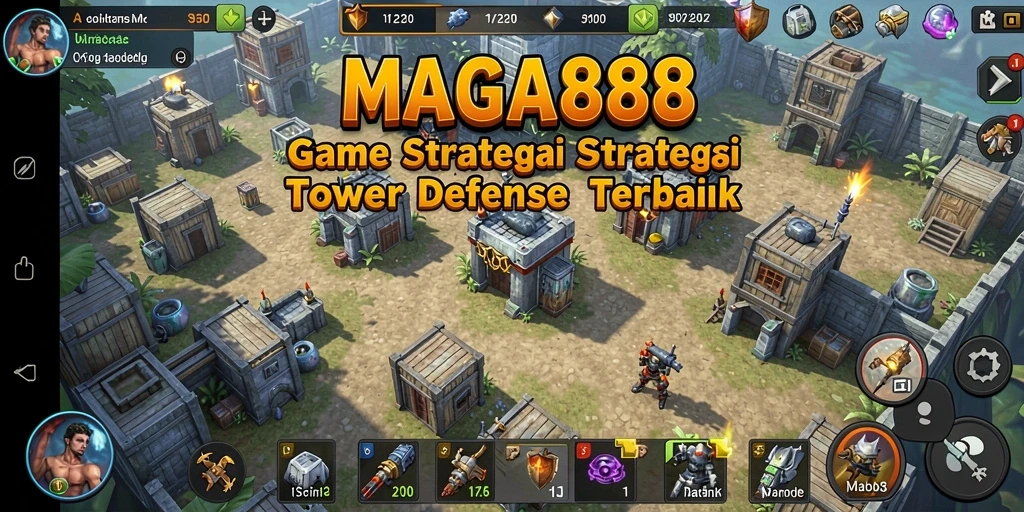 Tampilan gameplay MAGA888 yang mendebarkan saat membangun menara untuk melawan gelombang musuh.