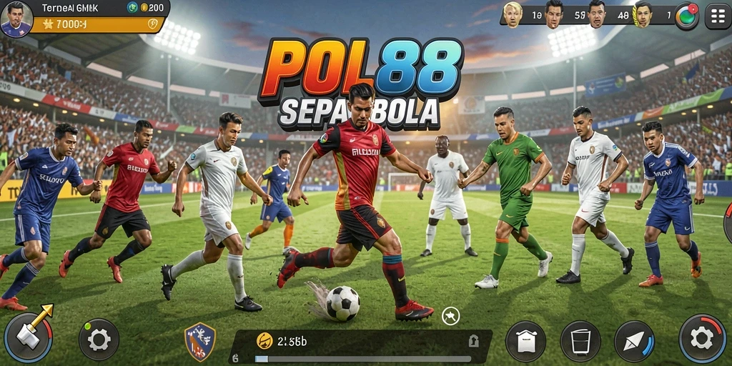 Tampilan bermain game sepak bola yang mendebarkan.