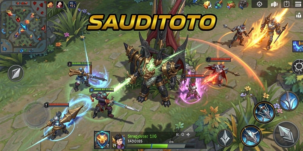 Screenshot gameplay SAUDITOTO menampilkan strategi dan pertarungan intens.