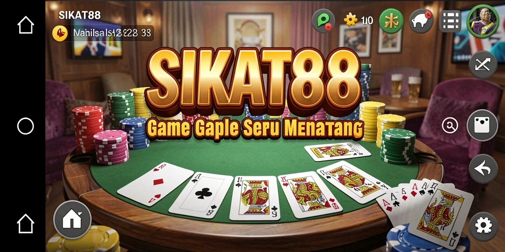 Tampilan gameplay SIKAT88 yang menampilkan keseruan bermain gaple.