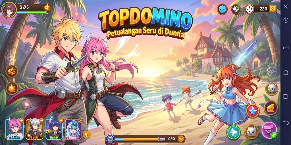 Tampilan gameplay menarik dari TOPDOMINO yang penuh warna.